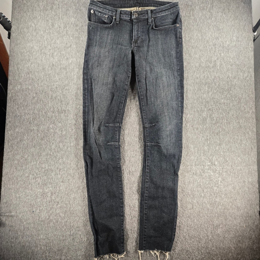 Helmut Lang Jeans Womens 27 Panther Wash Black Skinny Denim Raw Hem Made in USA